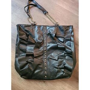 DSW Shoe Warehouse Black Gold Tote Bag Purse